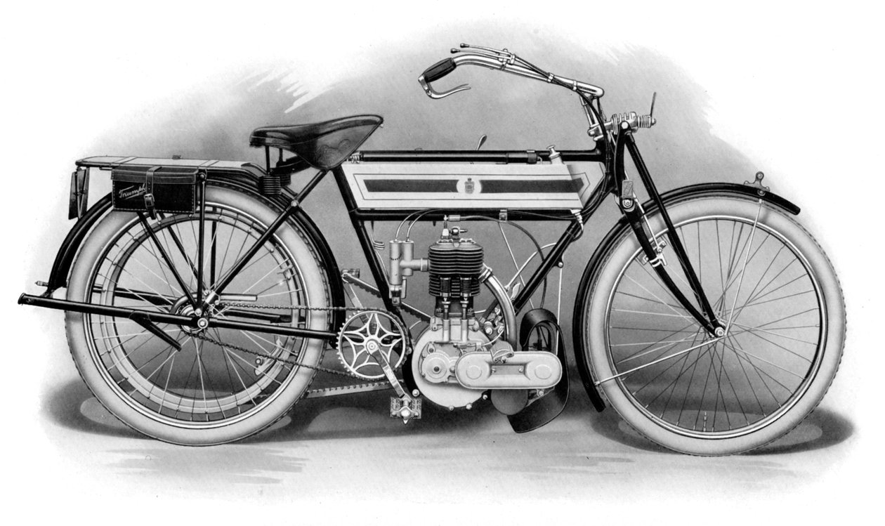 Uma motocicleta Triumph antiga, 1911-1912 de Unbekannt
