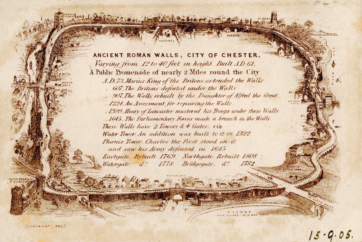 Muralhas romanas antigas, cidade de Chester, 1905 de Unbekannt