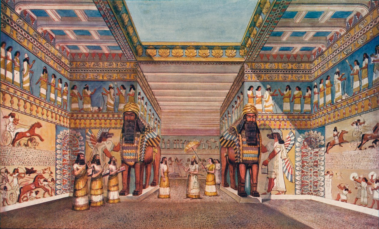 Civilização antiga: dentro do palácio de um rei assírio, 1907 de Unbekannt