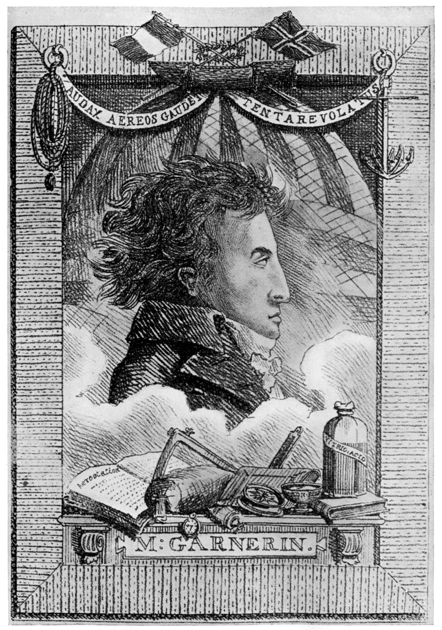 Andre Jacques Garnerin, aeronauta francês e o primeiro paraquedista, c1800 1910 de Unbekannt