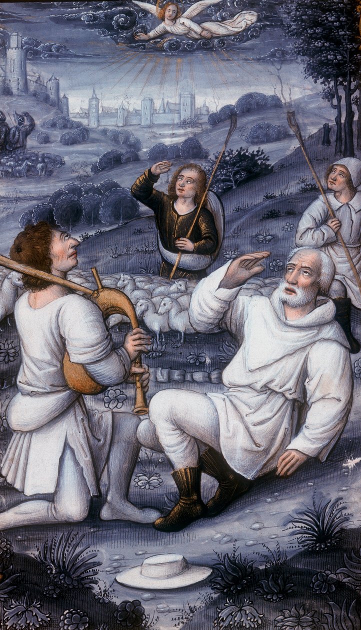 Anjo convocando os pastores para a Natividade, século XVI de Unbekannt