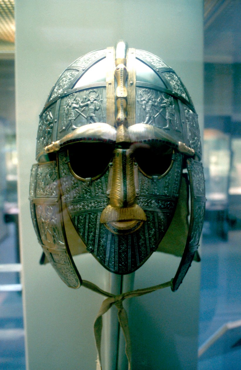 Capacete e máscara anglo-saxões do Sutton Hoo Treasure, século VII de Unbekannt