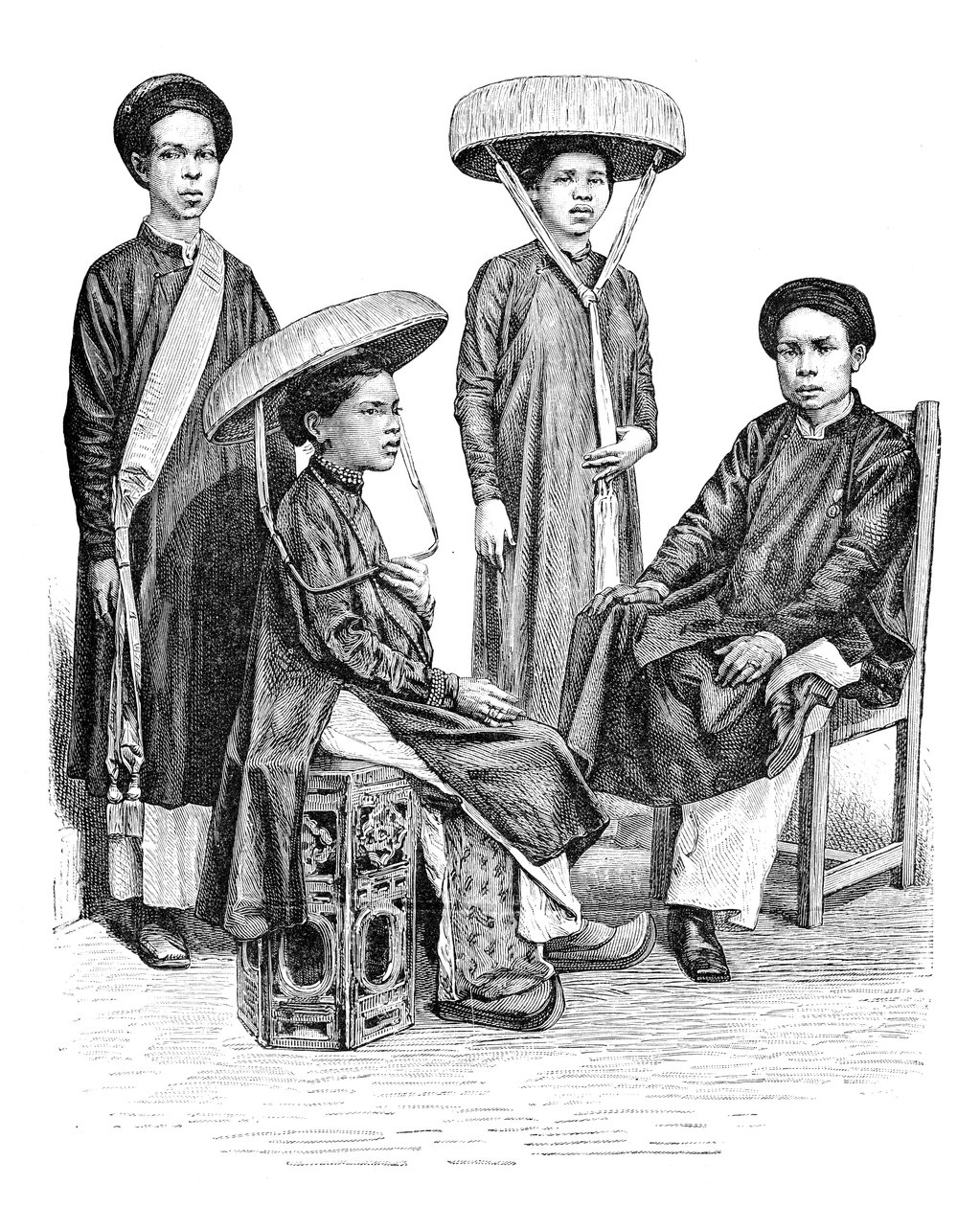 Chefes e mulheres annameses, Vietnã, 1895 de Unbekannt