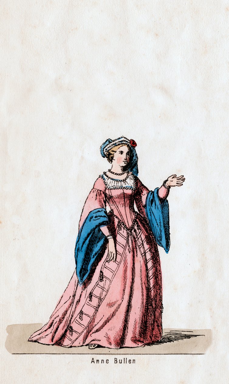 Anne Boleyn, figurino para a peça de Shakespeares, Henrique VIII, século XIX de Unbekannt