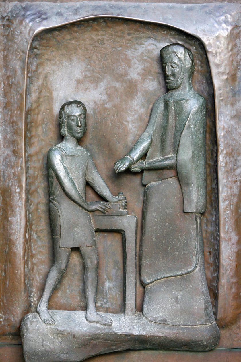 Escultura da basílica da Anunciação : Jesus e José, Nazaré, Israel de Unbekannt
