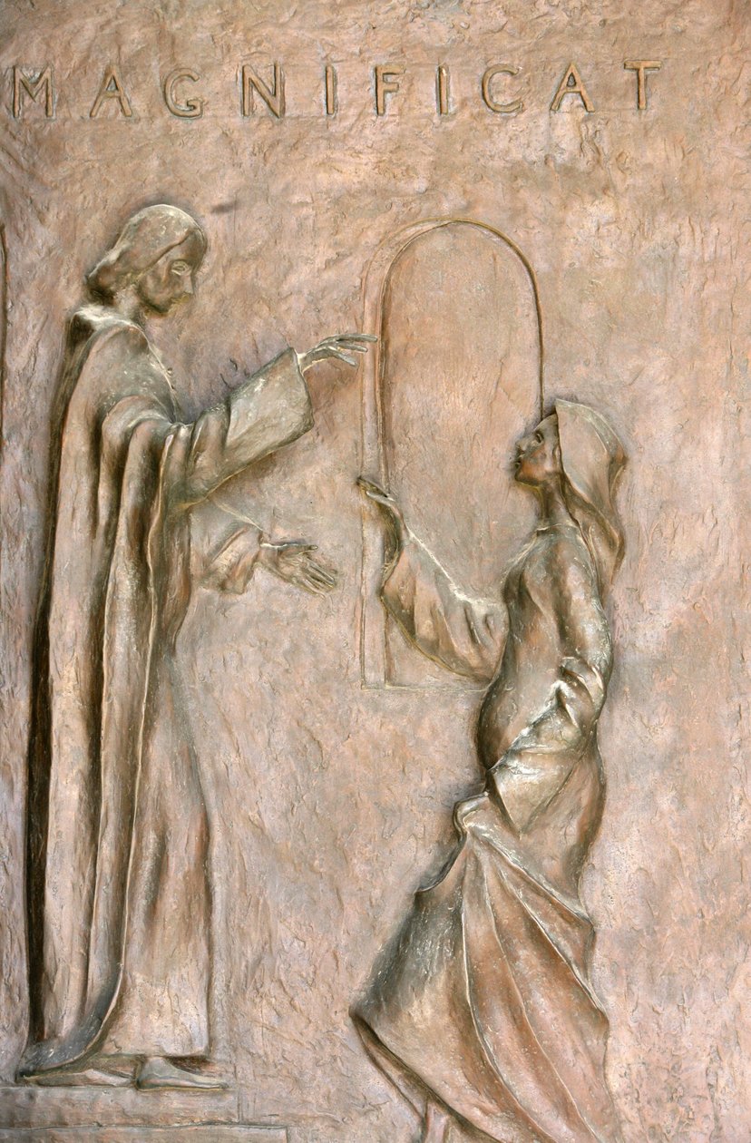 Escultura da basílica da Anunciação: a Visitação (Maria e Isabel), Nazaré, Israel de Unbekannt