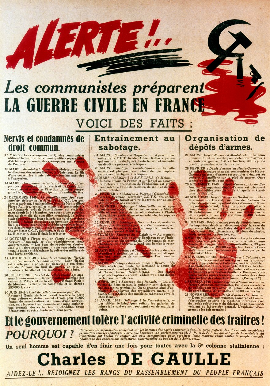Cartaz anticomunista pró-gaullista, 1949 de Unbekannt