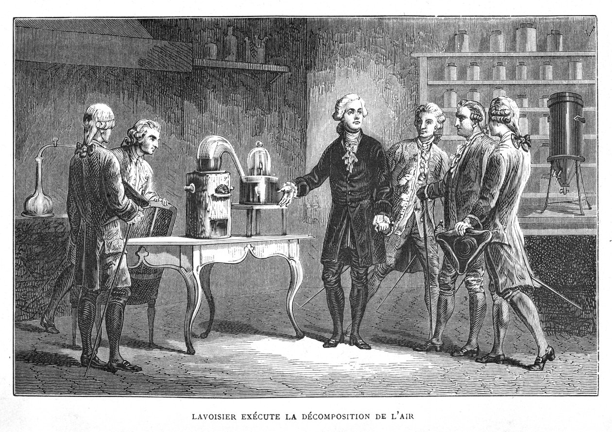 Antoine Laurent Lavoisier, químico francês, demonstrando sua descoberta de oxigênio, 1776 1874 de Unbekannt