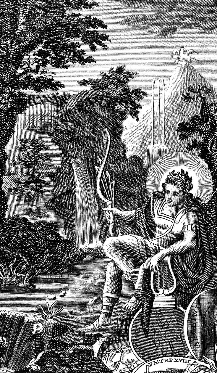 Apolo, deus grego antigo da música, poesia, tiro com arco, profecia e cura, 1798 de Unbekannt