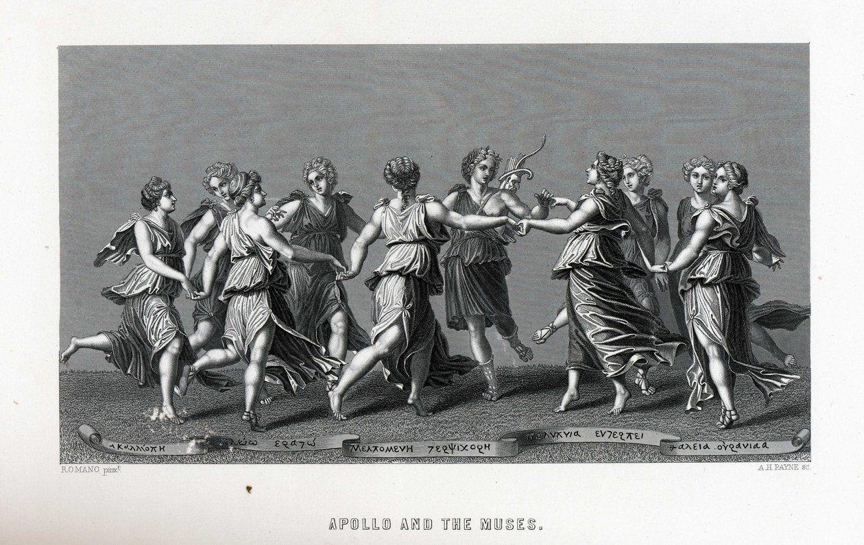 Apolo e as Musas após Giulio Romano, 1882 de Unbekannt