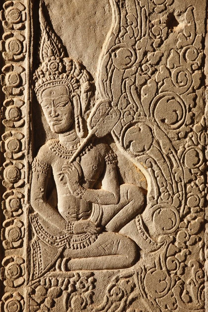 Apsara Dancer Carving at Angkor Wat, Siem Reap, Camboja de Unbekannt