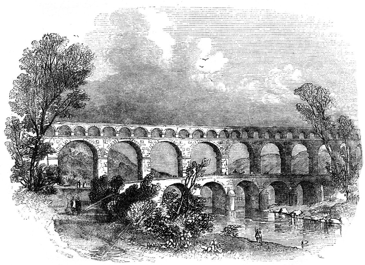 Aqueduto de Nimes na Pont du Gard, França, 1886 de Unbekannt