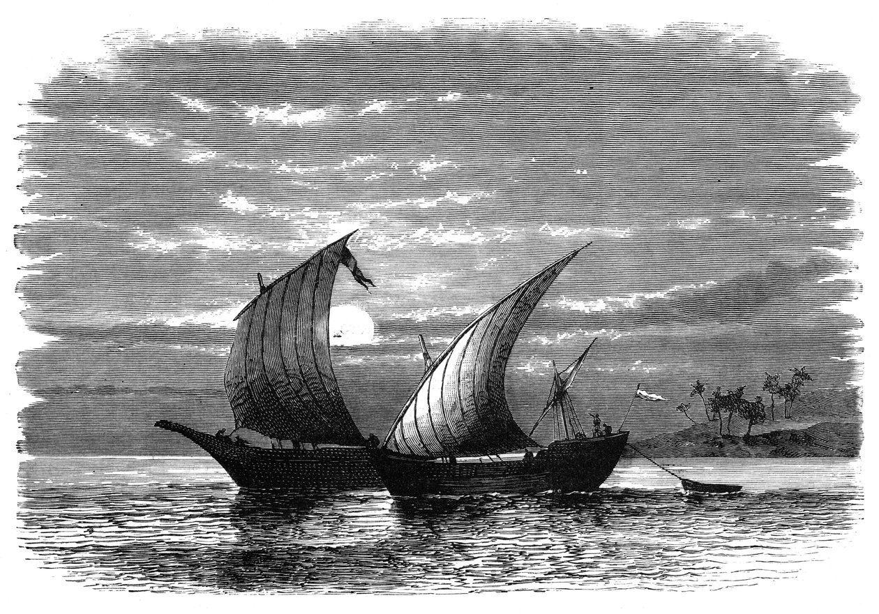 Barcaças árabes no mar vermelho, c1890 de Unbekannt
