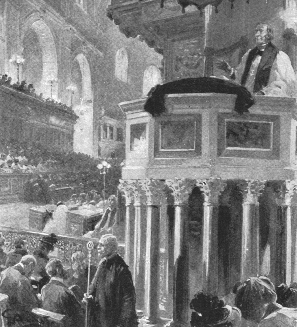 ... Arcebispo de Canterbury pregando ... após a morte da rainha Victorias, 1902, 1901. de Unbekannt