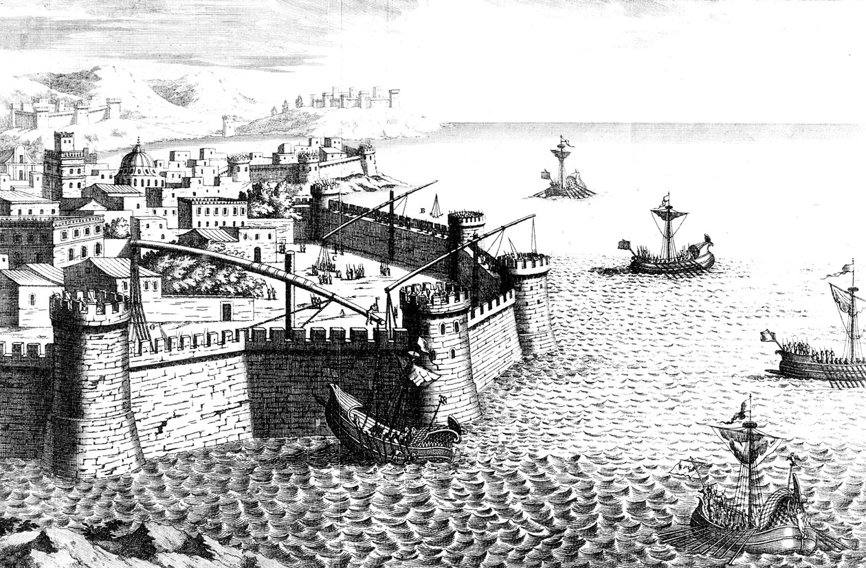 Arquimedes Crow, dispositivo usado no cerco de Siracusa, 215-212 aC Século XVIII de Unbekannt