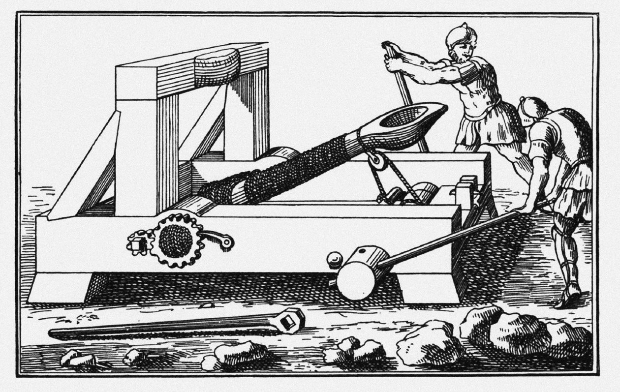 Catapulta do Cerco a Arquimedes. Das Histórias de Políbio, 1727 de Unbekannt