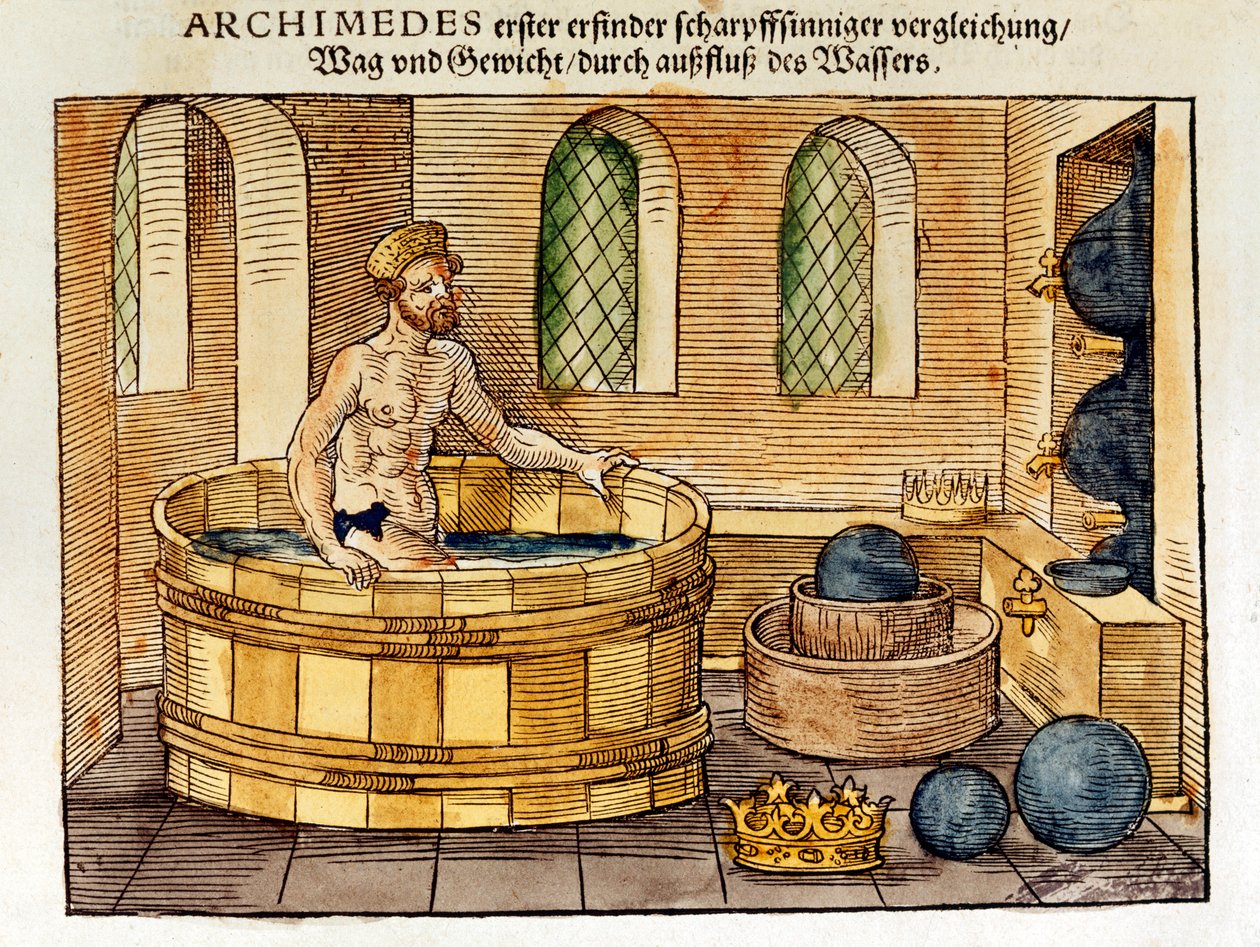 Arquimedes em seu banho, 1547 de Unbekannt