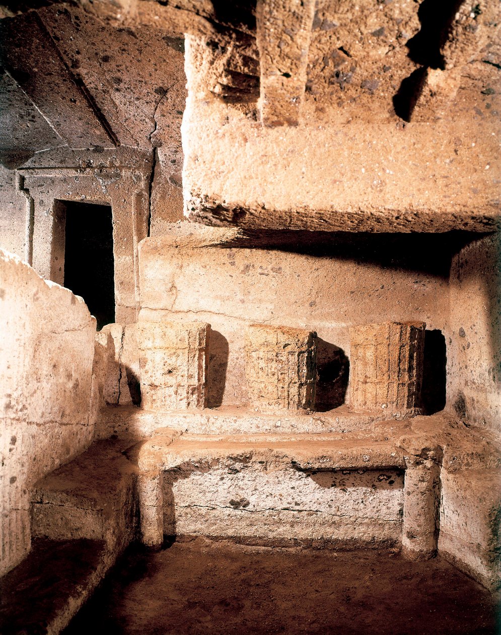 Arquitectura etrusca: túmulo do sino. Século VII AC. Cerveteri. Necrópole de Monte Abatone. Itália de Unbekannt