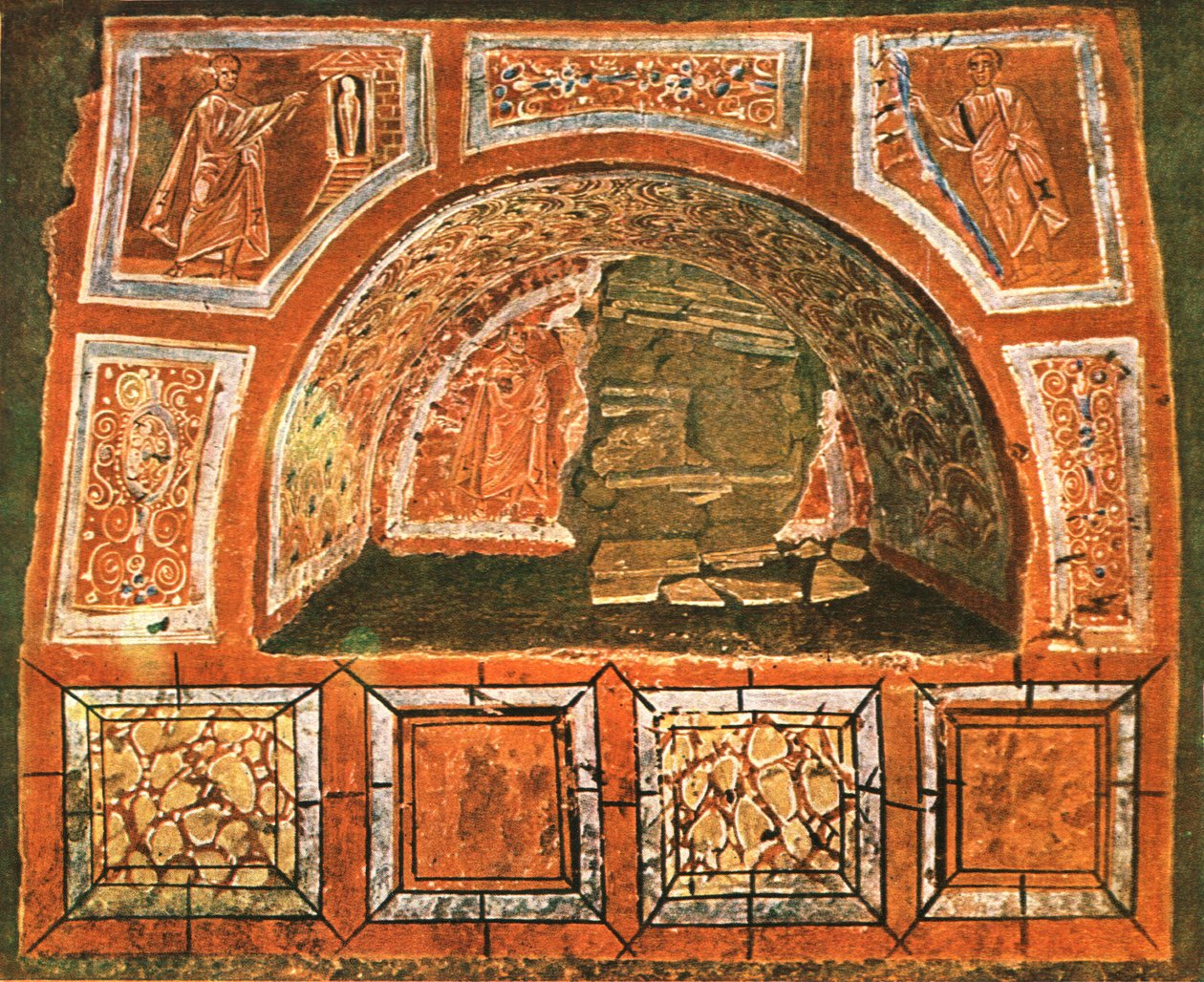 Arcosolium na catacumba de Domitilla na Via Ardeatina, Roma, Itália, 1928. de Unbekannt