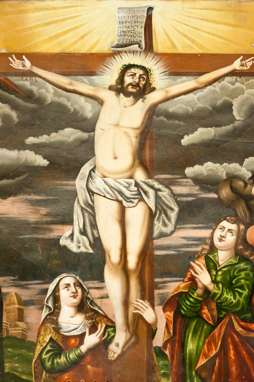 Igreja Apostólica Armênia; Mural; cena do Novo Testamento; a crucificação de Jesus; Catedral Vank; Jolfa ou Nova Julfa; Isfahan; Irã; Ásia de Unbekannt