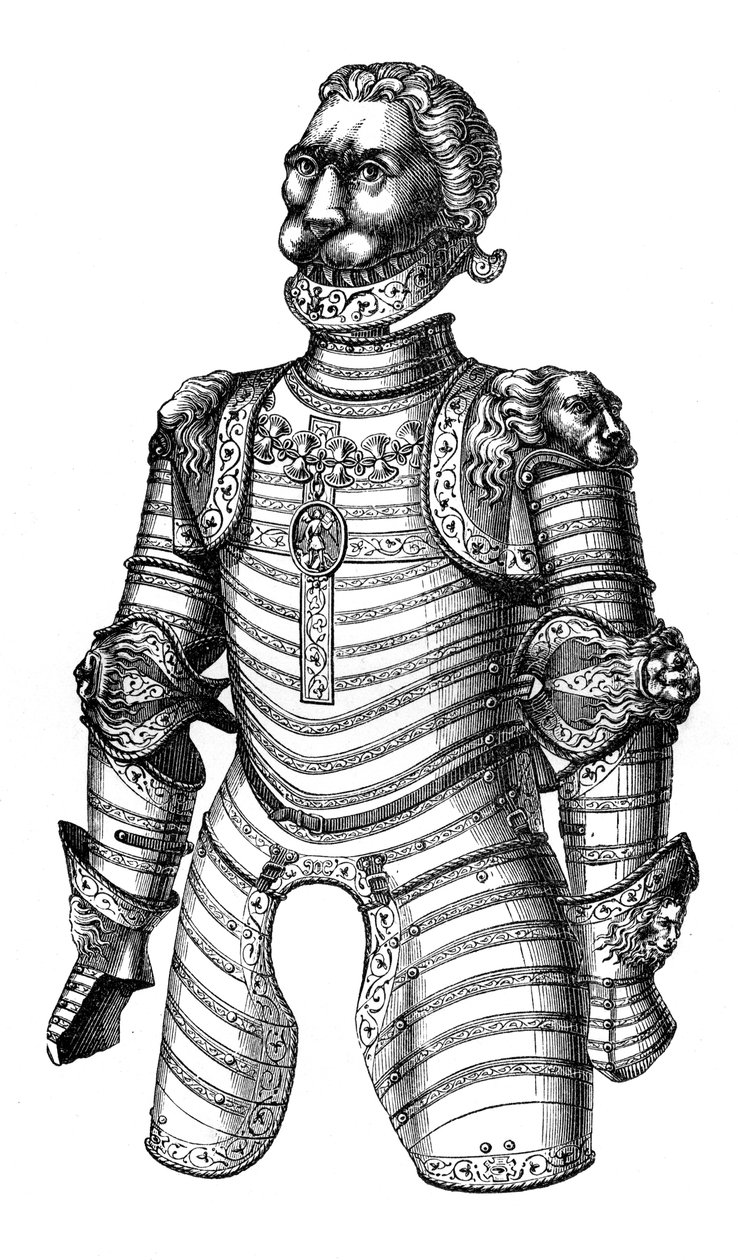 Armadura ornamentada com leões, supostamente a de Luís XII, século XV, 1870 de Unbekannt