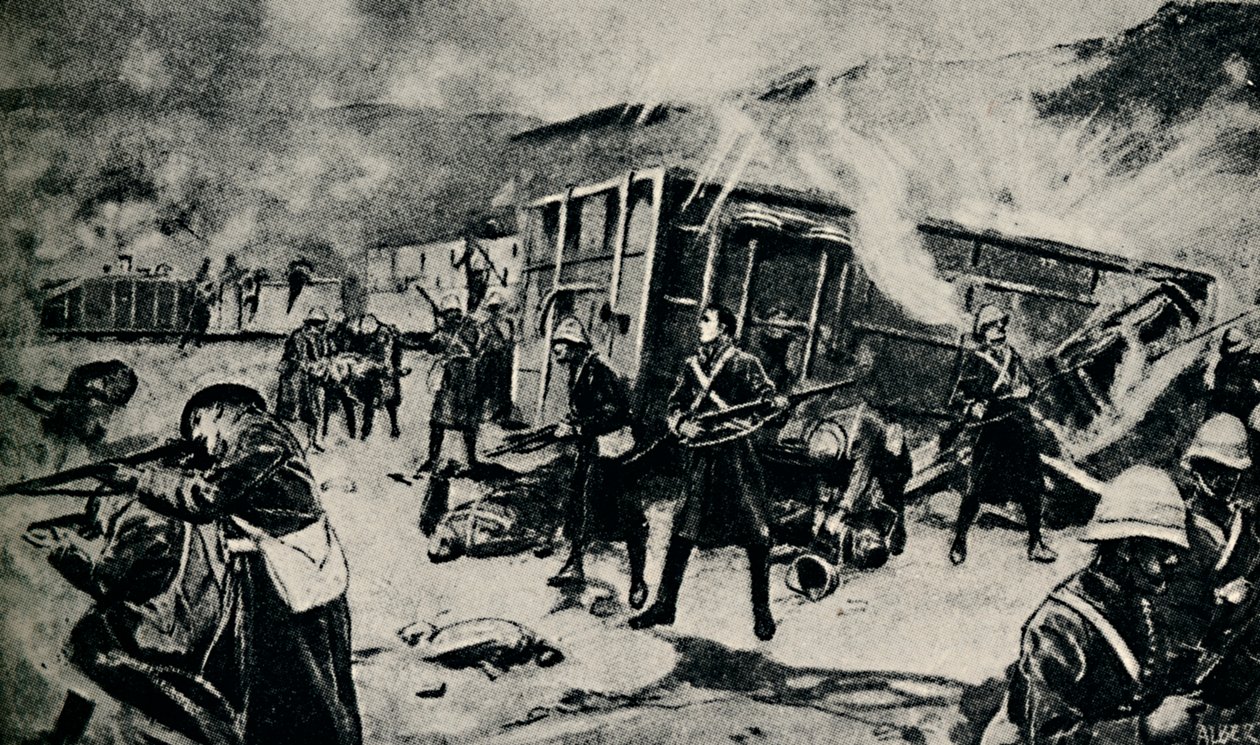 Trem blindado emboscado em Estcourt, novembro de 1899, 1945. de Unbekannt