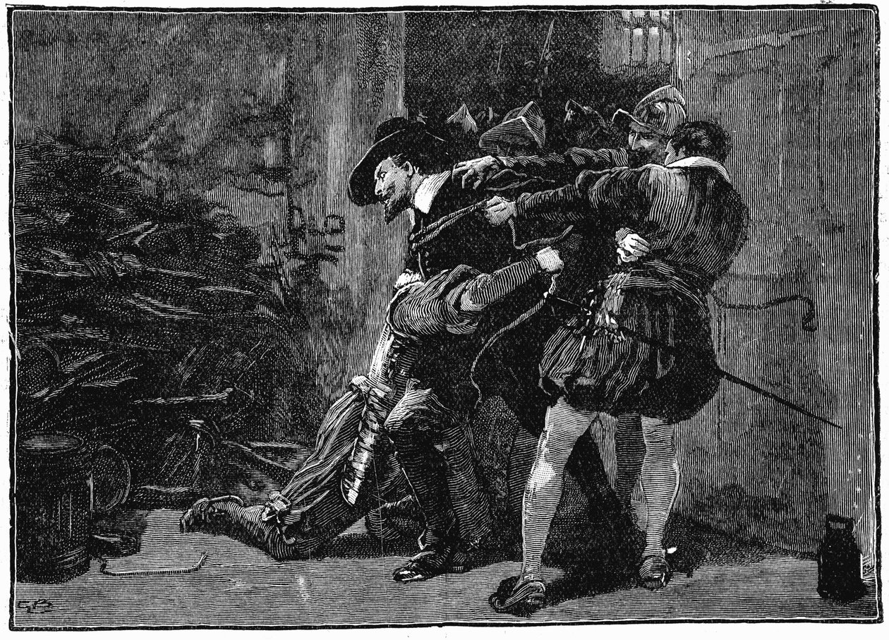 Detenção de Guy Fawkes nas adegas do Parlamento, 1605, século XIX de Unbekannt