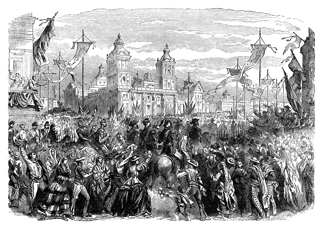 Chegada das tropas francesas no México, 1864, final do século XIX de Unbekannt