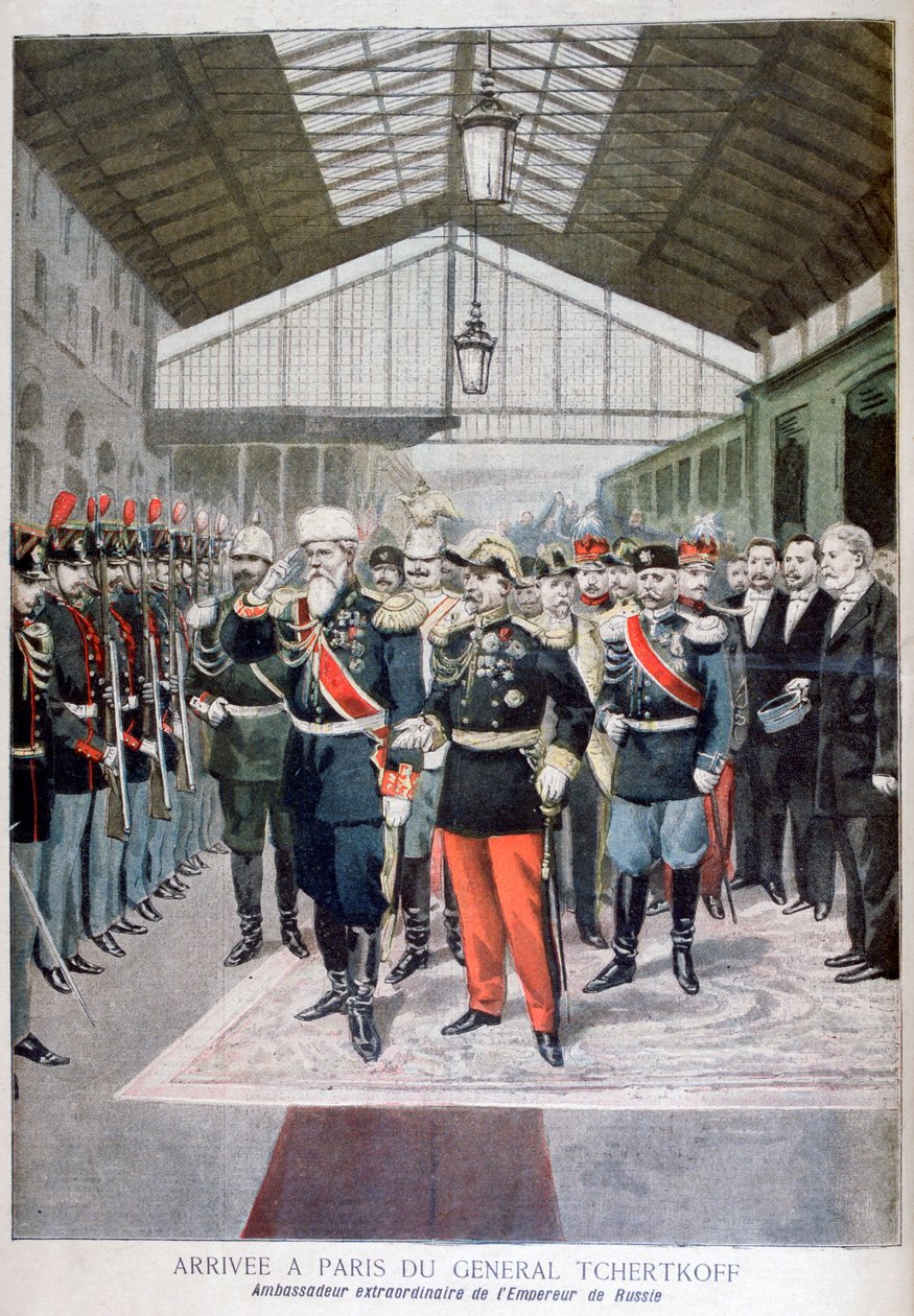 Chegada do general Tchertkoff Chertkov, embaixador russo na França, Paris, 1895 de Unbekannt