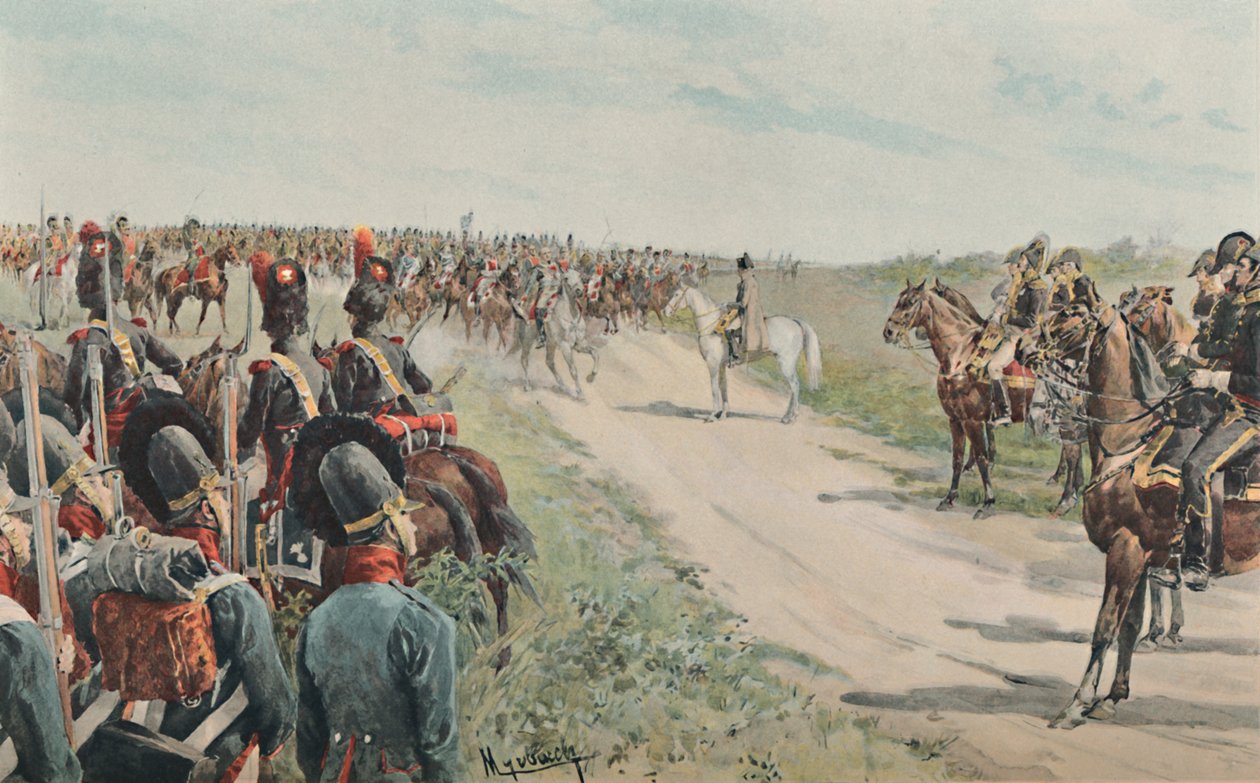 Chegada de Napoleão entre os bávaros e saxões, 1896 de Unbekannt