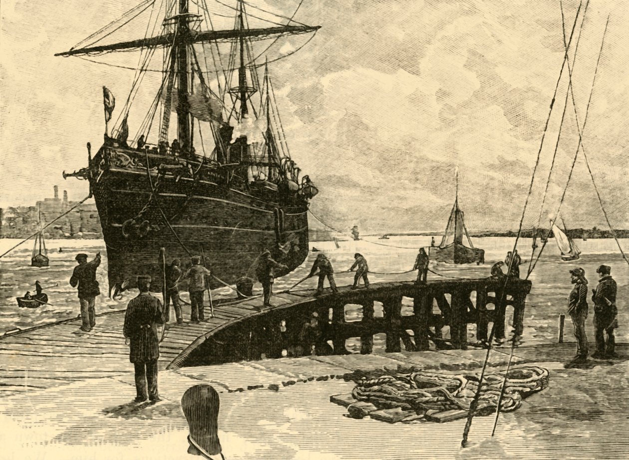 Chegada de um navio a vapor nas docas de Southampton, 1898. de Unbekannt