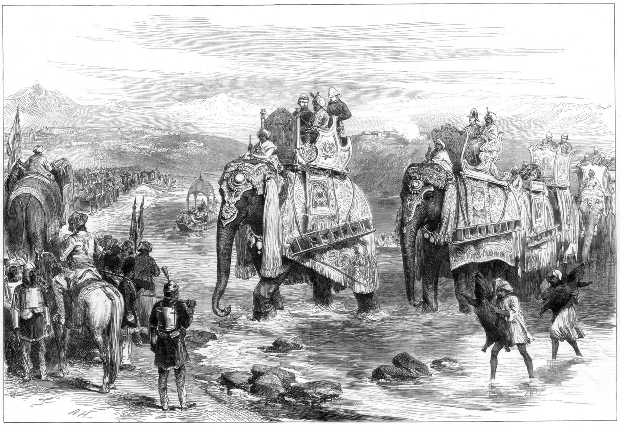 Chegada do Príncipe de Gales a Jummoo, Cashmere, 1876 de Unbekannt