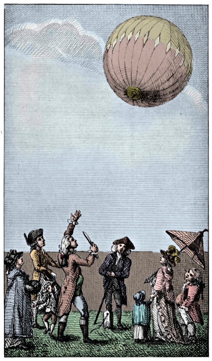 Ascensão de um balão de Montgolfier, final do século XVIII, 1910. de Unbekannt