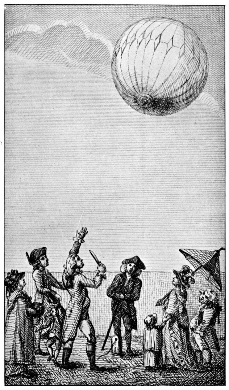 Ascensão de um balão de Montgolfier, final do século XVIII, 1910 de Unbekannt