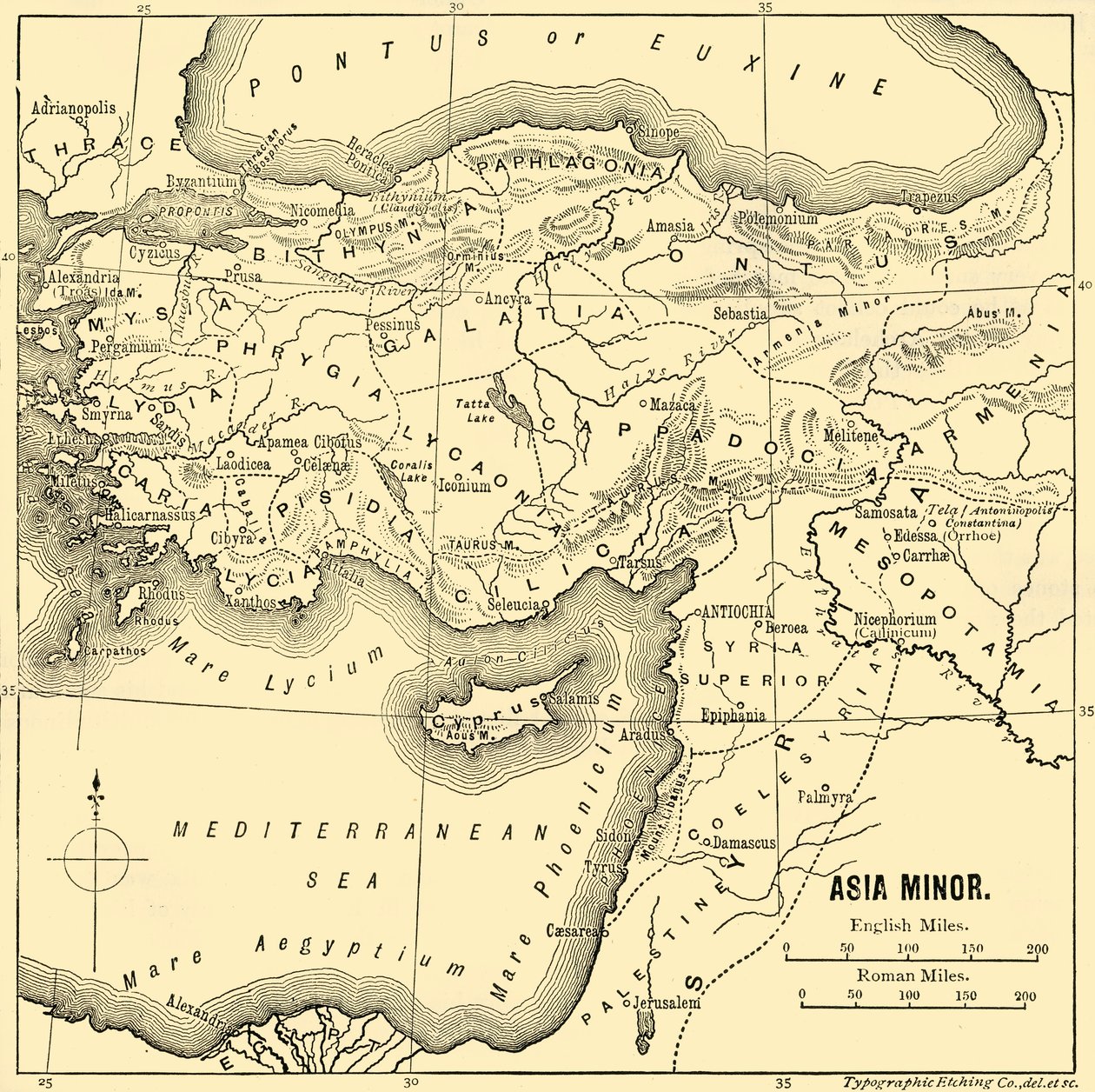 Ásia Menor - Mapa, 1890. de Unbekannt