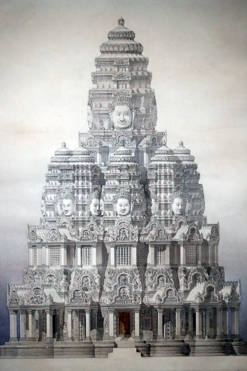 Museu das Civilizações Asiáticas, Angkor, Explorando a cidade sagrada do Camboja, Restauração da torre cnetral do baião, Louis Delaporte e Henri Deverin, Camboja de Unbekannt