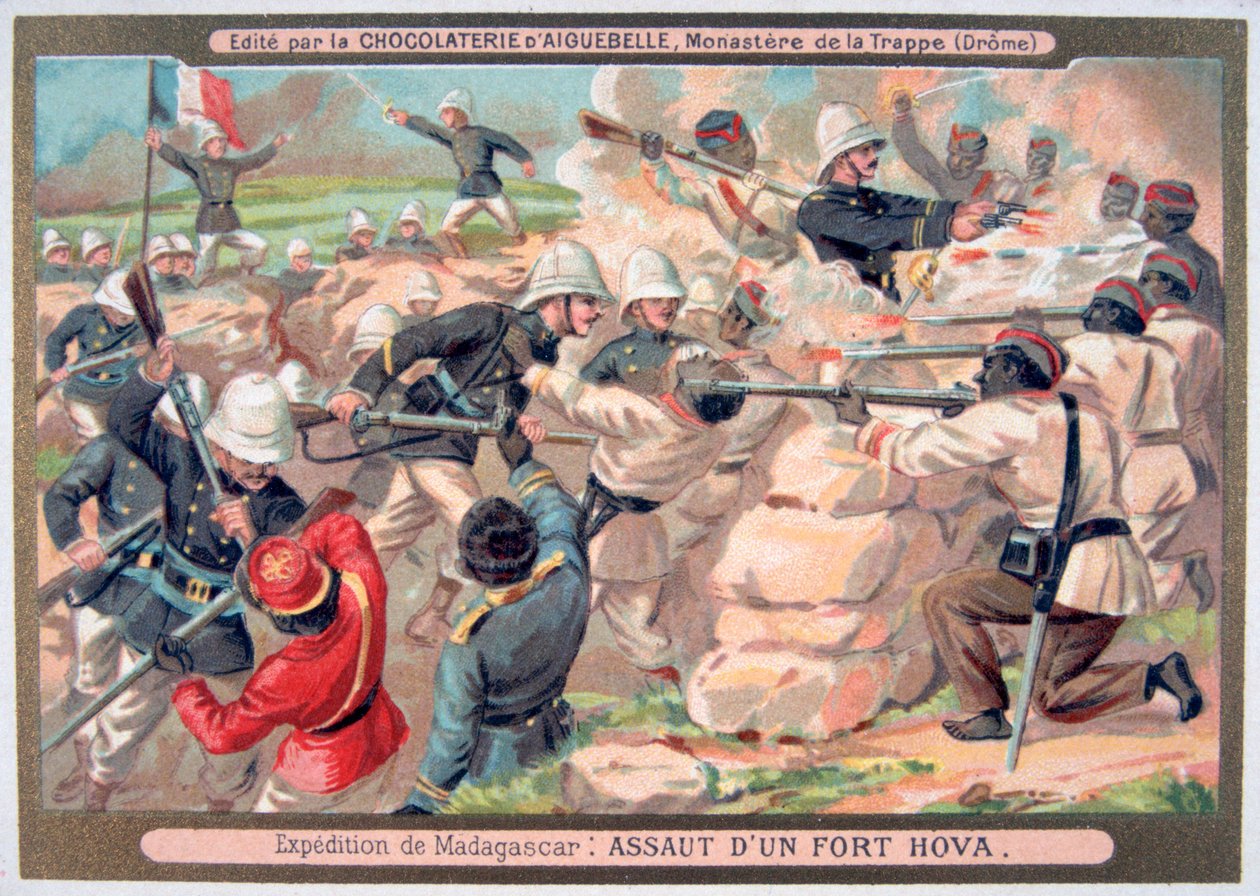 Assalto a um forte Hova, Madagascar, 1883-1896 de Unbekannt