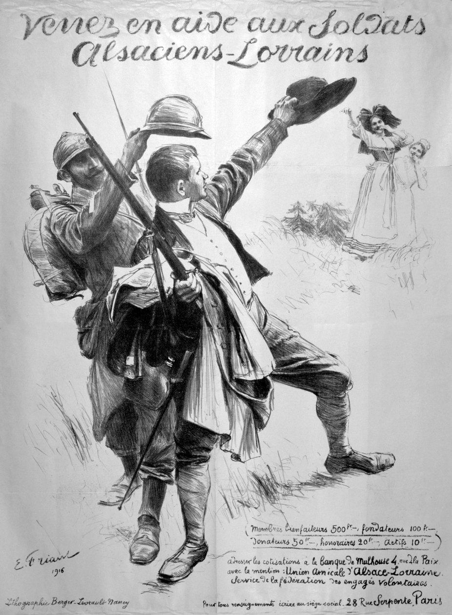 Ajude os soldados da Alsácia, cartaz francês da Primeira Guerra Mundial, 1916 de Unbekannt