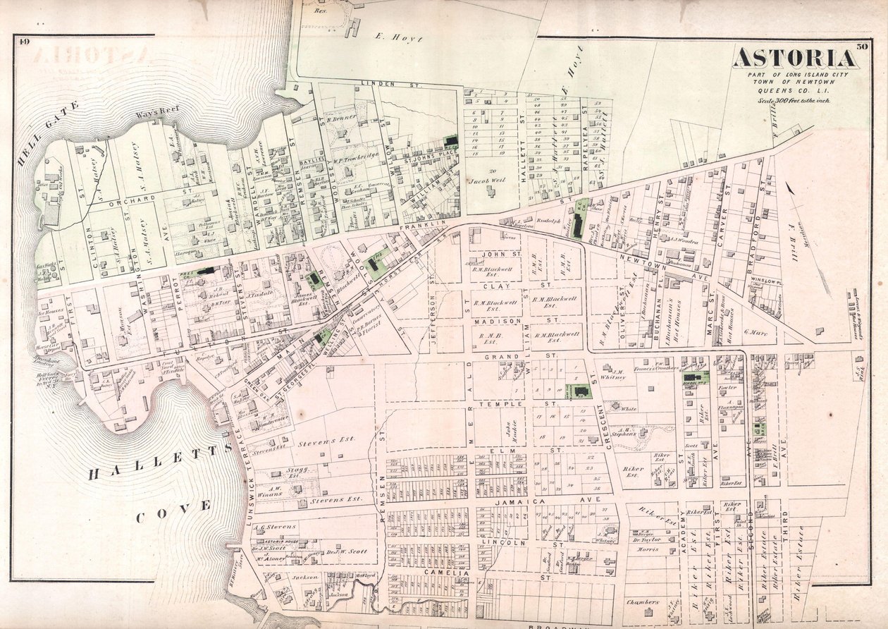 Astoria, parte da cidade de Long Island, cidade de Newtown, Queens, Co. LI de Unbekannt