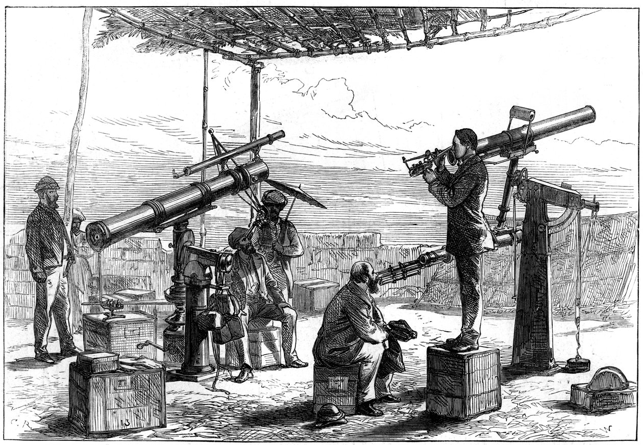 Astrônomos esperando por um eclipse, Índia, 1872 de Unbekannt
