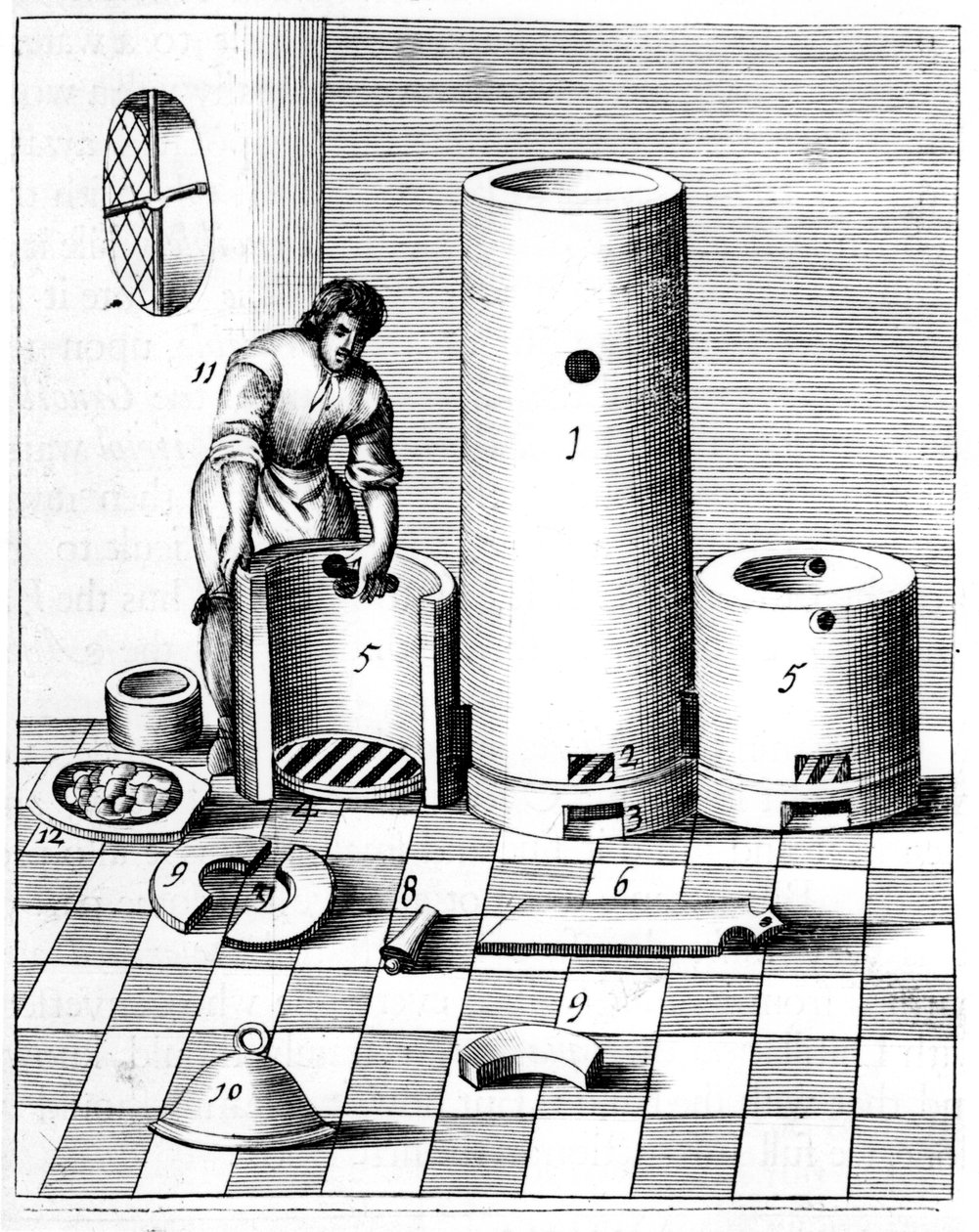 Athanor ou Slow Harry, um forno de auto-alimentação que mantém uma temperatura constante, 1683 de Unbekannt