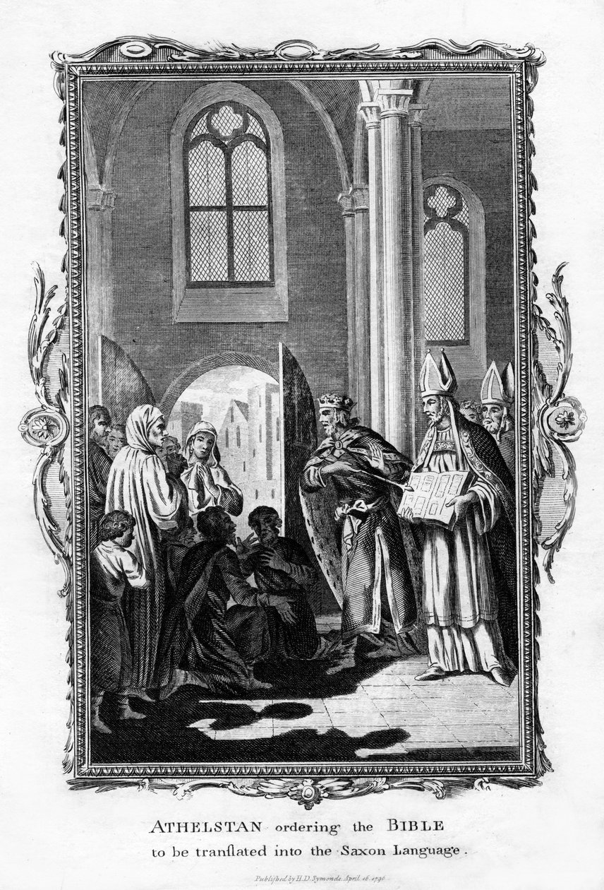 Athelstan ordenando que a Bíblia fosse traduzida para o idioma saxão, 1796 de Unbekannt