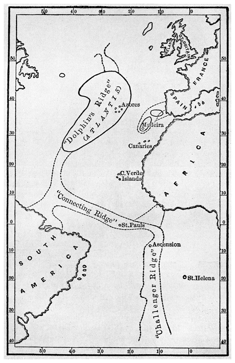 Atlantis: um mapa mostrando a localização do continente mítico, c1882 1956 de Unbekannt