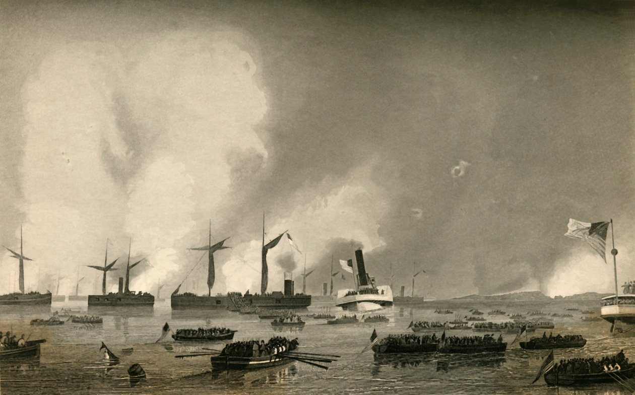 Ataque à ilha de Roanoke - desembarque das tropas, 1878. de Unbekannt