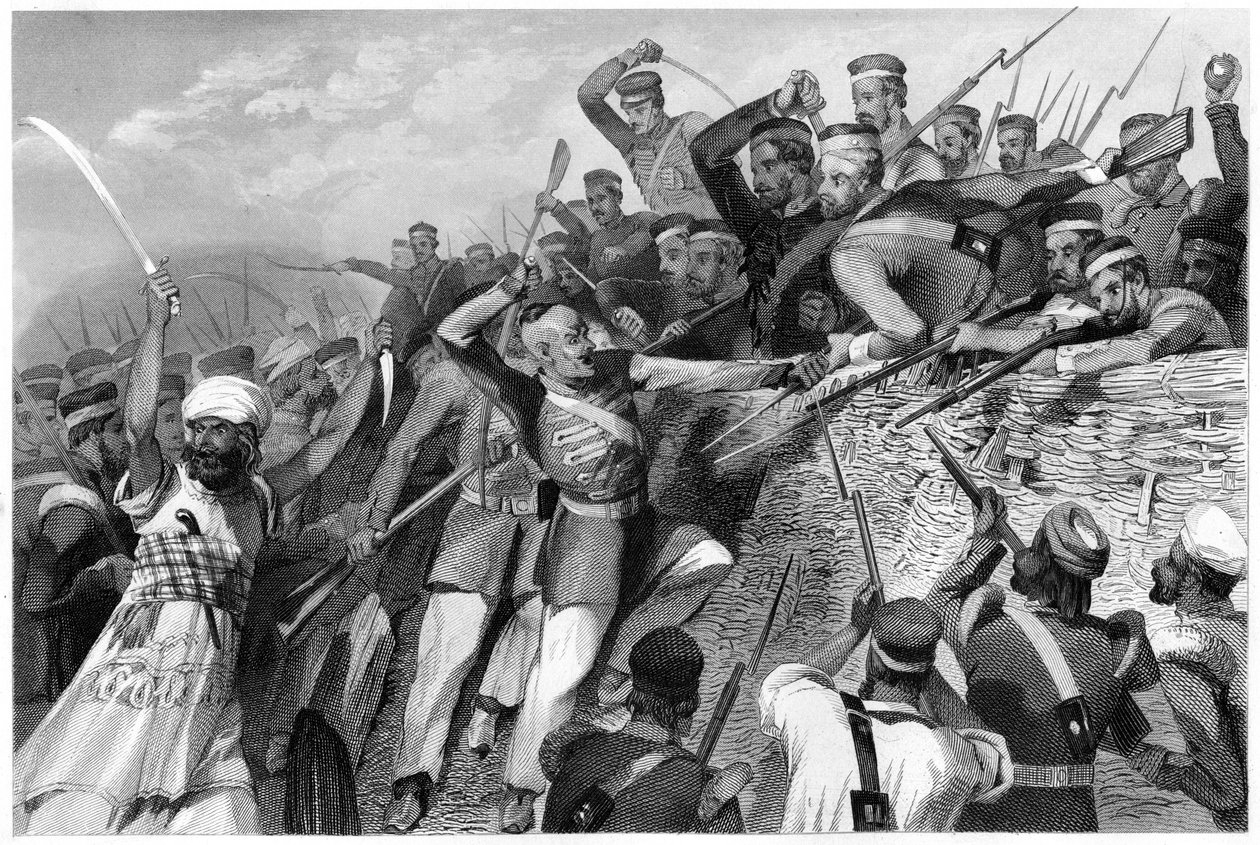 Ataque dos amotinados na Bateria Redan em Lucknow, 30 de julho de 1857, c1860 de Unbekannt