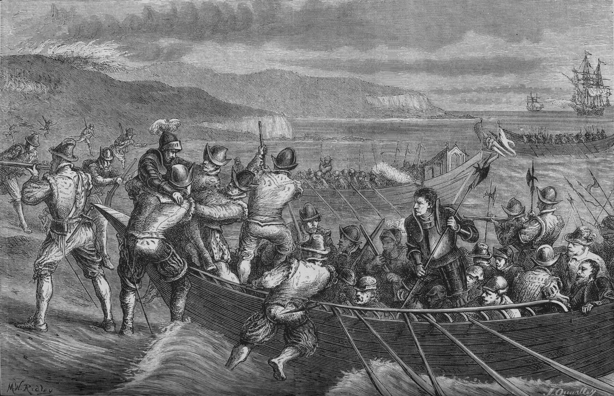 Ataque à Ilha de Wight, julho de 1545, c1880 de Unbekannt
