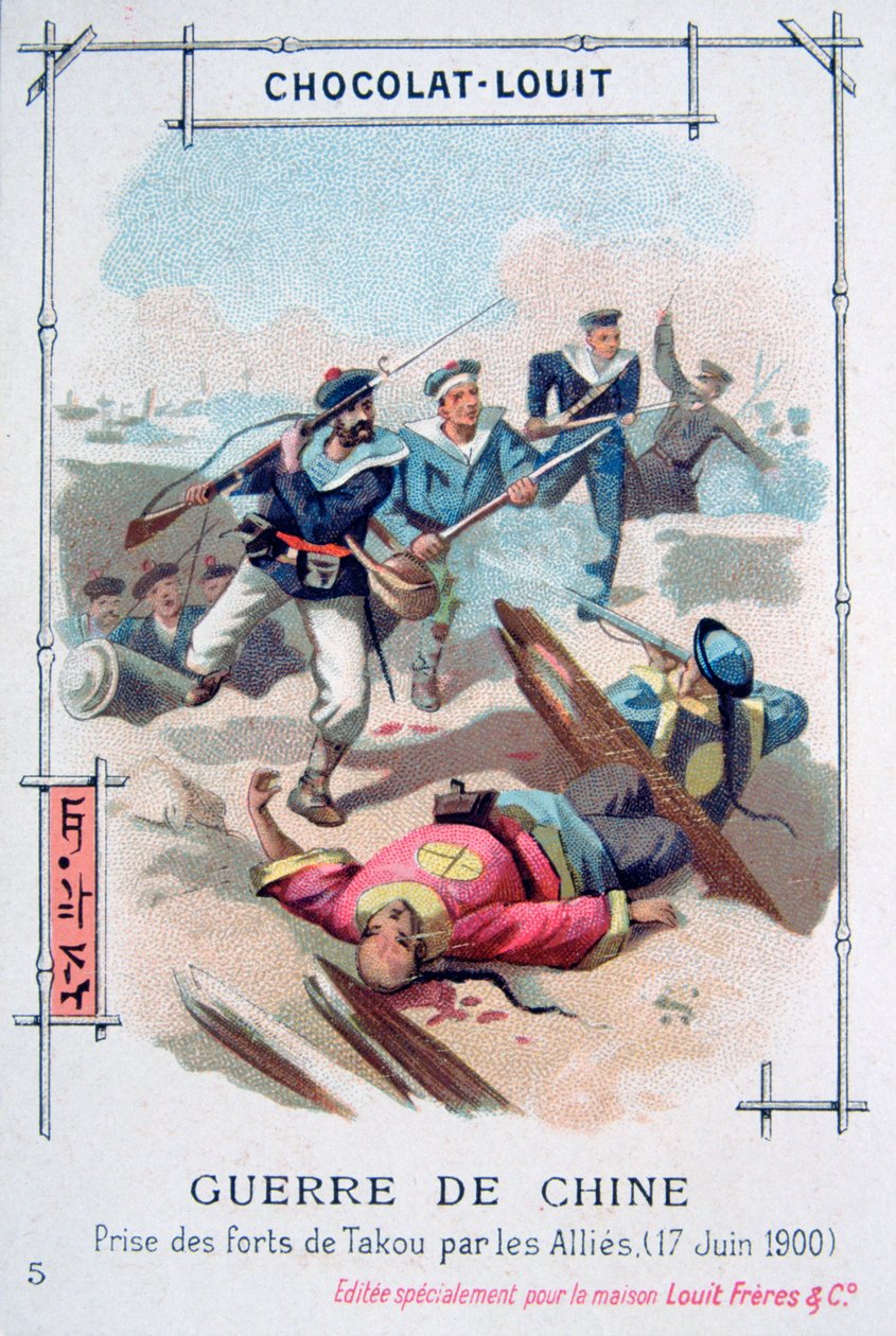 Ataque aos fortes de Taku pelos aliados, rebelião dos boxeadores, China, 17 de junho de 1900 de Unbekannt