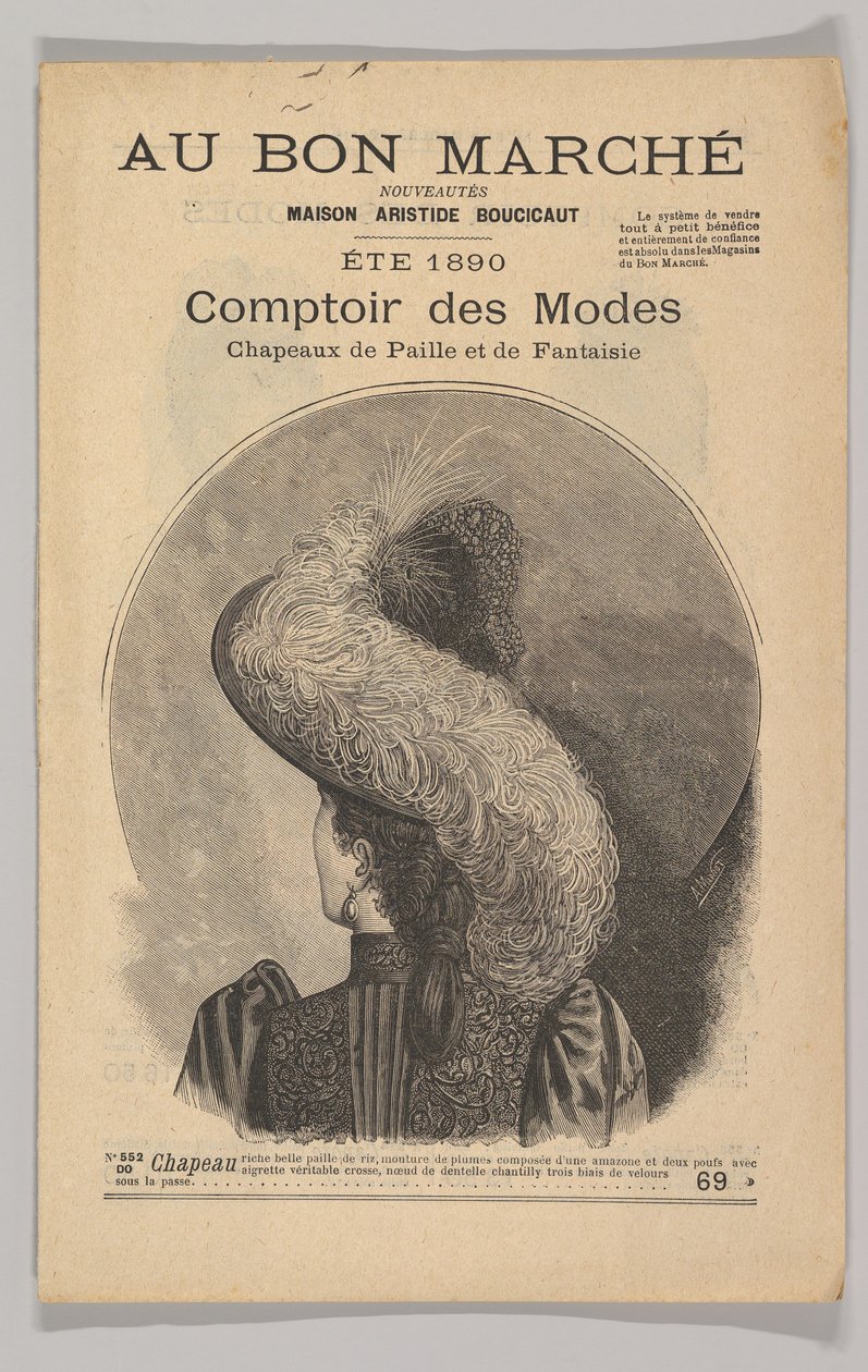 Au Bon Marché-Comptoir des Modes, Fancy Straw Hats, verão de 1890, 1890. de Unbekannt