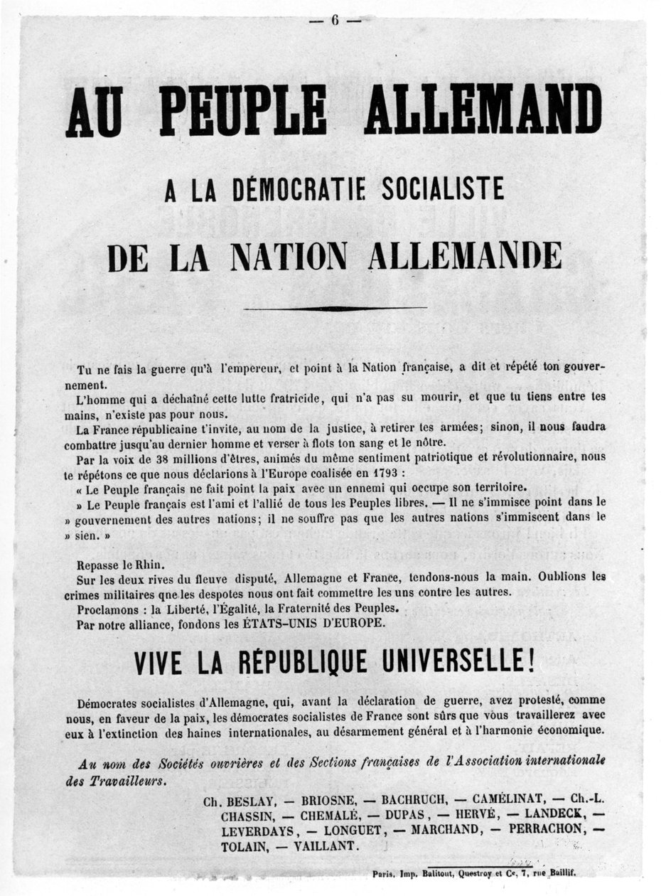 Ao povo alemão, de cartazes políticos franceses da Comuna de Paris, maio de 1871 de Unbekannt
