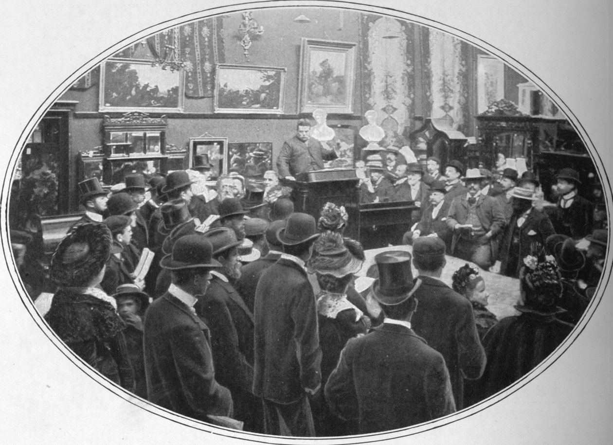Leilão em andamento nos Phillips auctioneers, Londres, c1901 1901 de Unbekannt